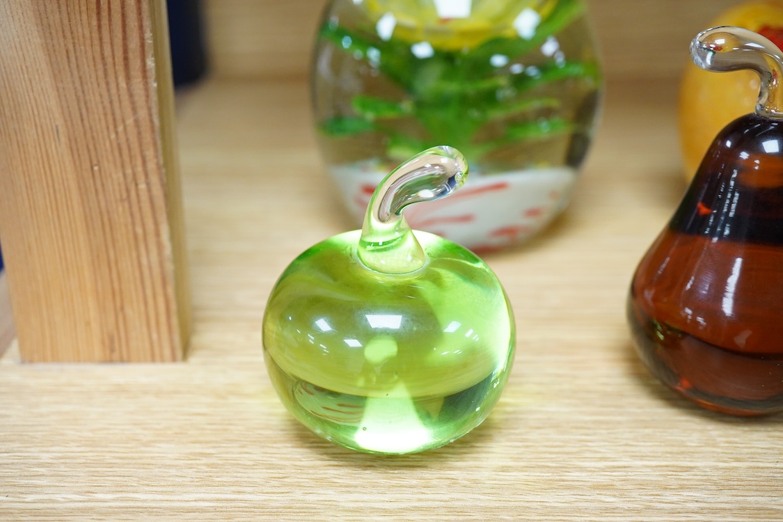 A Collection of five various glass paperweights, largest 11cm